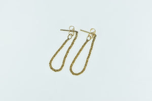 14K Rope Chain Vintage Dangle Hoop Earrings Yellow Gold