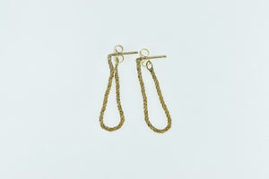 14K Rope Chain Vintage Dangle Hoop Earrings Yellow Gold