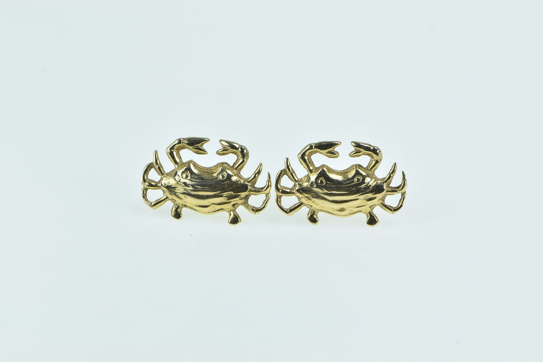 14K Crab Cancer Zodiac Sign Symbol Stud Earrings Yellow Gold