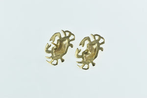 14K Crab Cancer Zodiac Sign Symbol Stud Earrings Yellow Gold