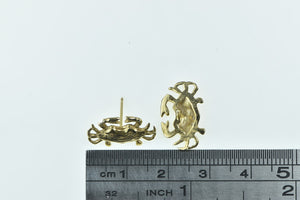 14K Crab Cancer Zodiac Sign Symbol Stud Earrings Yellow Gold