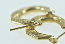 Load image into Gallery viewer, 14K Diamond Cut Squared Vintage Patterned Hoop Earrings Yellow Gold