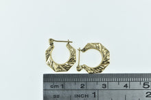 Load image into Gallery viewer, 14K Diamond Cut Squared Vintage Patterned Hoop Earrings Yellow Gold