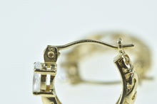 Load image into Gallery viewer, 14K 13.5mm Vintage CZ Filigree Fashion Hoop Earrings Yellow Gold