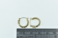 Load image into Gallery viewer, 14K 13.5mm Vintage CZ Filigree Fashion Hoop Earrings Yellow Gold