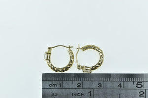 14K 13.5mm Vintage CZ Filigree Fashion Hoop Earrings Yellow Gold