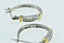 Load image into Gallery viewer, 14K 16.2mm Vintage Baguette Diamond Hoop Earrings White Gold