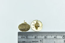 Load image into Gallery viewer, 14K Sand Dollar Sea Shell Flower Ornate Stud Earrings Yellow Gold