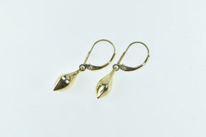 14K Puffy Tear Drop Vintage Dangle Statement Earrings Yellow Gold