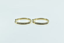 Load image into Gallery viewer, 10K 20.7mm Vintage Diamond Statement Hoop Earrings Yellow Gold