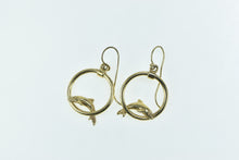 Load image into Gallery viewer, 14K Jumping Dolphin Vintage Dangle Statement Earrings Yellow Gold