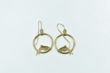 Load image into Gallery viewer, 14K Jumping Dolphin Vintage Dangle Statement Earrings Yellow Gold