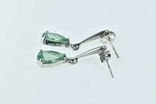 Load image into Gallery viewer, 14K Pear Prasiolite Vintage Dangle Statement Earrings White Gold