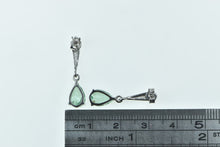 Load image into Gallery viewer, 14K Pear Prasiolite Vintage Dangle Statement Earrings White Gold