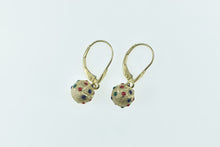 Load image into Gallery viewer, 14K Resin Dotted Vintage Ball Dangle Statement Earrings Yellow Gold