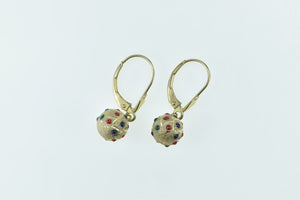 14K Resin Dotted Vintage Ball Dangle Statement Earrings Yellow Gold