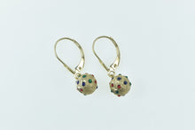 Load image into Gallery viewer, 14K Resin Dotted Vintage Ball Dangle Statement Earrings Yellow Gold