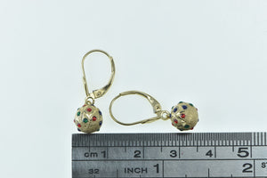 14K Resin Dotted Vintage Ball Dangle Statement Earrings Yellow Gold