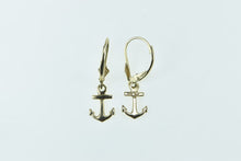 Load image into Gallery viewer, 14K Anchor Nautical Sailing Hope Symbol Dangle Earrings Yellow Gold