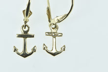 Load image into Gallery viewer, 14K Anchor Nautical Sailing Hope Symbol Dangle Earrings Yellow Gold