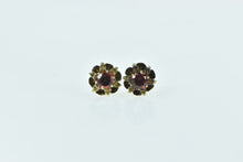 Load image into Gallery viewer, 14K Round Vintage Garnet Statement Stud Earrings Yellow Gold