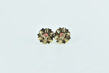 Load image into Gallery viewer, 14K Round Vintage Garnet Statement Stud Earrings Yellow Gold