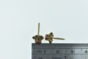 14K Round Vintage Garnet Statement Stud Earrings Yellow Gold