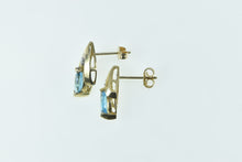 Load image into Gallery viewer, 10K Marquise Blue Topaz Diamond Vintage Earrings Yellow Gold