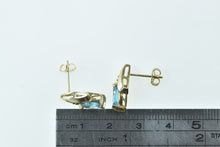 Load image into Gallery viewer, 10K Marquise Blue Topaz Diamond Vintage Earrings Yellow Gold