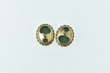 Load image into Gallery viewer, 14K Vintage Oval Nephrite Inset Classic Stud Earrings Yellow Gold