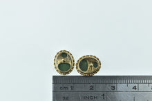 Load image into Gallery viewer, 14K Vintage Oval Nephrite Inset Classic Stud Earrings Yellow Gold