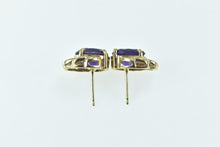 Load image into Gallery viewer, 14K Oval Amethyst Diamond Accent Swirl Stud Earrings Yellow Gold