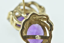 Load image into Gallery viewer, 14K Oval Amethyst Diamond Accent Swirl Stud Earrings Yellow Gold