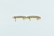 Load image into Gallery viewer, 14K Oval Ruby Vintage Semi Hoop Statement Earrings Yellow Gold