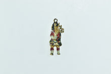 Load image into Gallery viewer, 9K 3D Scottish Bagpipe Musician Vintage Enamel Charm/Pendant Yellow Gold