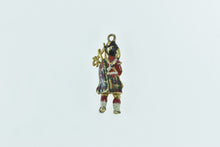 Load image into Gallery viewer, 9K 3D Scottish Bagpipe Musician Vintage Enamel Charm/Pendant Yellow Gold