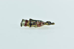 9K 3D Scottish Bagpipe Musician Vintage Enamel Charm/Pendant Yellow Gold