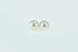 14K 7.9mm Vintage Classic Simple Pearl Earrings Yellow Gold