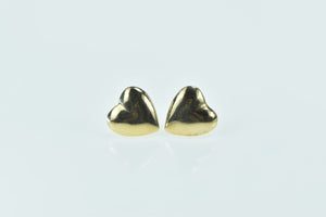 14K Puffy Heart Forget Me Not Love Valentine Stud Earrings Yellow Gold