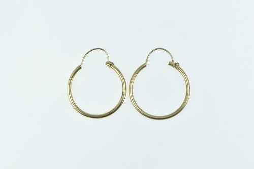 14K 21mm Vintage Classic Round Simple Hoop Earrings Yellow Gold