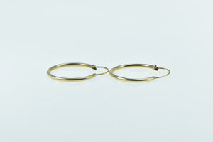 14K 21mm Vintage Classic Round Simple Hoop Earrings Yellow Gold