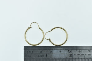 14K 21mm Vintage Classic Round Simple Hoop Earrings Yellow Gold