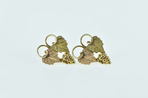 14K Black Hills Leaf Cluster Vintage Stud Earrings Yellow Gold