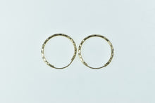 Load image into Gallery viewer, 14K 18.2mm Textured Pattern Seamless Look Hoop Earrings Yellow Gold