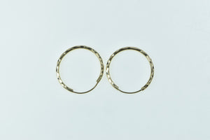 14K 18.2mm Textured Pattern Seamless Look Hoop Earrings Yellow Gold