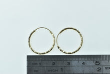 Load image into Gallery viewer, 14K 18.2mm Textured Pattern Seamless Look Hoop Earrings Yellow Gold
