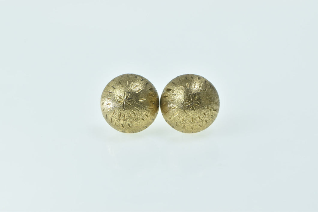 14K 10.8mm Domed Star Pattern Stud Earrings Yellow Gold