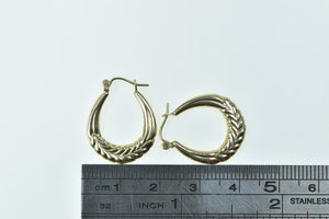 14K 22.0mm Vintage Wreath Puffy Twist Hoop Earrings Yellow Gold