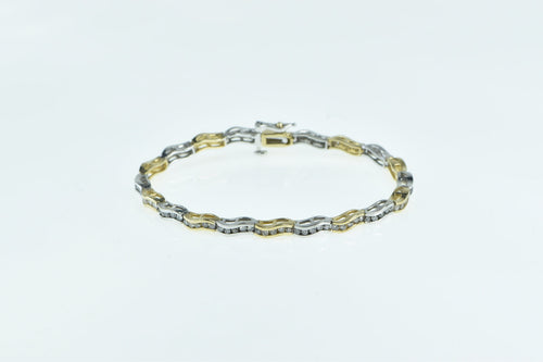 14K 2.00 Ctw Wavy White & Yellow Diamond Tennis Bracelet 6.5