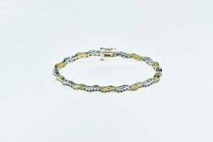 14K 2.00 Ctw Wavy White & Yellow Diamond Tennis Bracelet 6.5" Yellow Gold